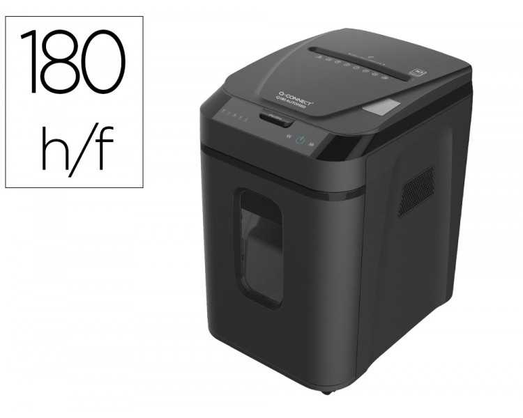 Destructora de documentos q-connect capacidad corte 180 h auto / 10 h manual destruye grapas clips y tarjetas