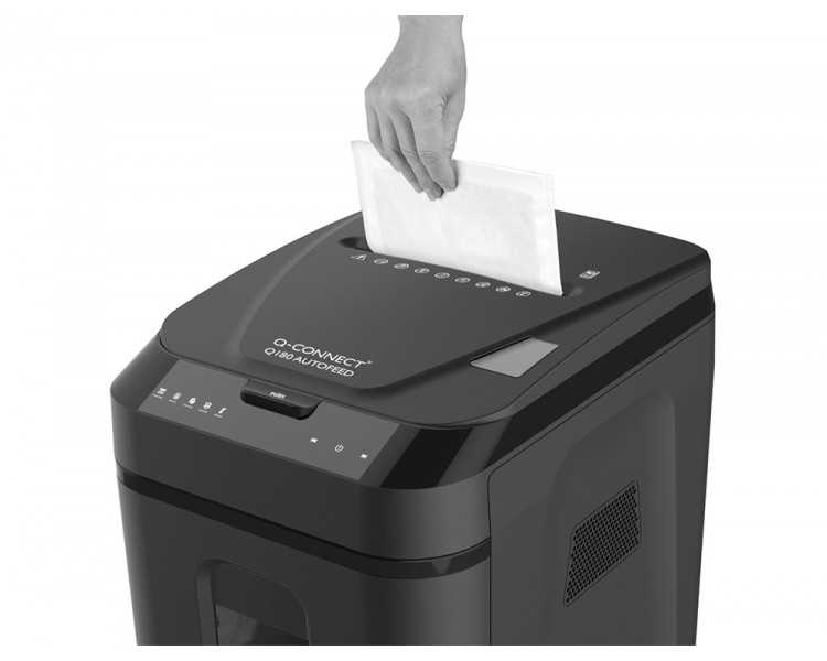 Destructora de documentos q-connect capacidad corte 180 h auto / 10 h manual destruye grapas clips y tarjetas