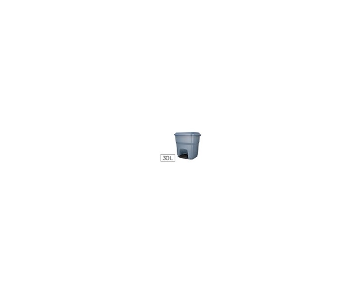 Papelera contenedor q-connect plastico con tapa y pedal 30 litros gris 395x395x420 mm