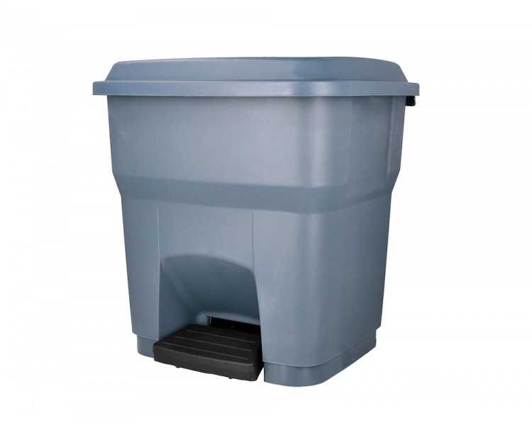 Papelera contenedor q-connect plastico con tapa y pedal 30 litros gris 395x395x420 mm