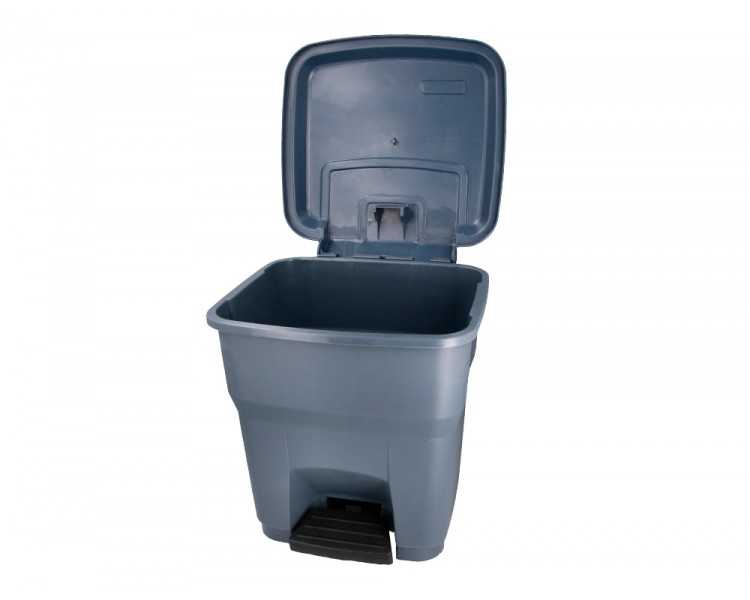 Papelera contenedor q-connect plastico con tapa y pedal 30 litros gris 395x395x420 mm