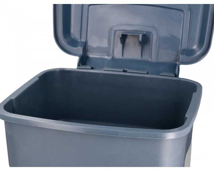 Papelera contenedor q-connect plastico con tapa y pedal 30 litros gris 395x395x420 mm