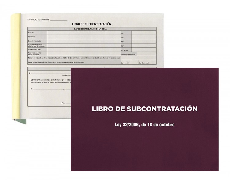 Libro liderpapel subcontratacion folio juego de 10 hojas autocopiativas