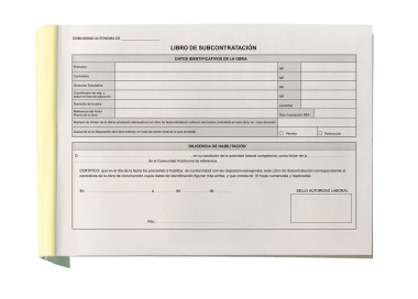 Libro liderpapel subcontratacion folio juego de 10 hojas autocopiativas