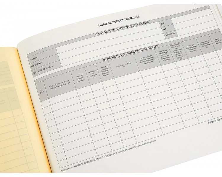 Libro liderpapel subcontratacion folio juego de 10 hojas autocopiativas