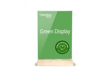 Expositor sobremesa archivo 2000 forma t metacrilato 100% reciclado con base de madera din a4 40x210x330 mm