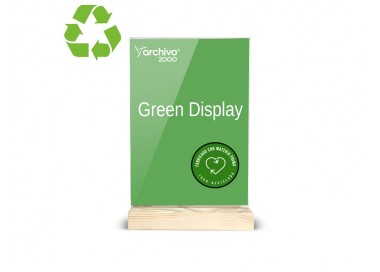 Expositor sobremesa archivo 2000 forma t metacrilato 100% reciclado con base de madera din a4 40x210x330 mm