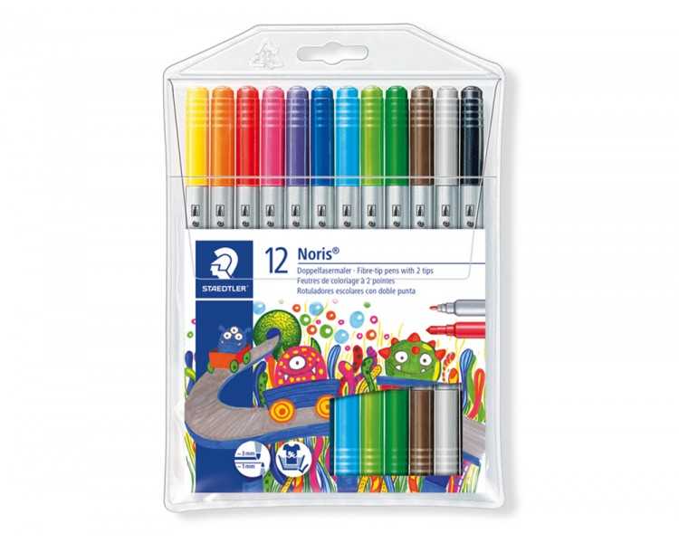 Rotulador staedtler noris club doble punta caja de 12 unidades colores surtidos
