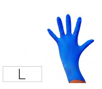 Guantes de nitrilo desechable sensitive sin polvo talla l grande color azul caja de 100 unidades