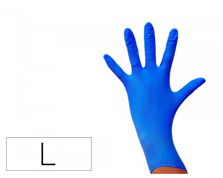 Guantes de nitrilo desechable sensitive sin polvo talla l grande color azul caja de 100 unidades