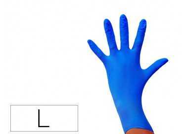 Guantes de nitrilo desechable sensitive sin polvo talla l grande color azul caja de 100 unidades