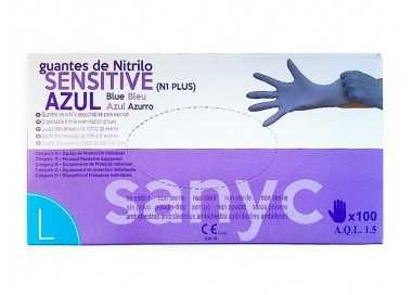 Guantes de nitrilo desechable sensitive sin polvo talla l grande color azul caja de 100 unidades Guantes de nitrilo desechable sensitive sin polvo talla l grande color azul caja de 100 unidades