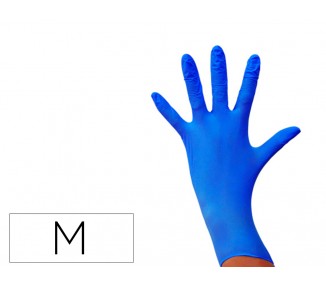 Guantes de nitrilo desechable sensitive sin polvo talla m mediana color azul caja de 100 unidades