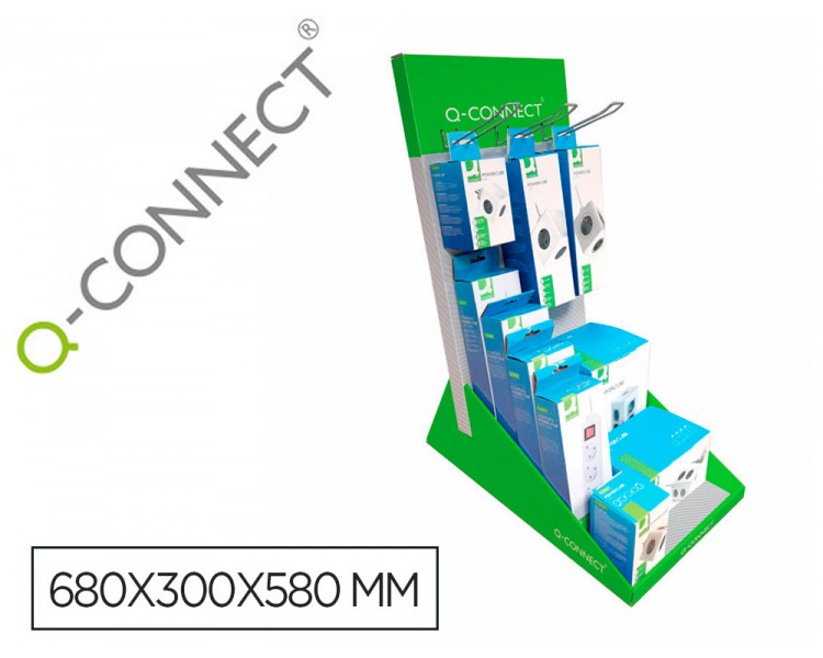 Regleta q-connect enchufe multiple expositor de sobremesa con 10 unidades surtidas 680x300x580 mm