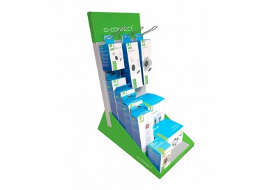 Regleta q-connect enchufe multiple expositor de sobremesa con 10 unidades surtidas 680x300x580 mm