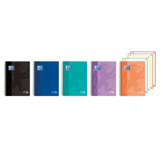 Cuaderno espiral oxford europeanbook 4 classic tapa plastico din a5+ 120 hojas cuadro 5 mm colores vivos