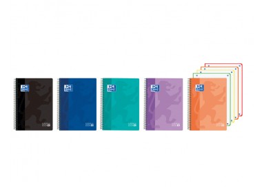 Cuaderno espiral oxford europeanbook 4 classic tapa plastico din a5+ 120 hojas cuadro 5 mm colores vivos