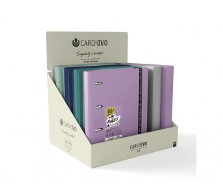 Carpeta carchivo 360 my rules 4 anillas 20 mm pp foam a4 con gomilla expositor de 10 unidades colores surtidos