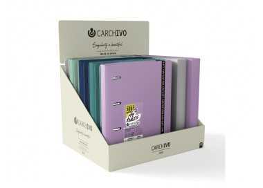 Carpeta carchivo 360 my rules 4 anillas 20 mm pp foam a4 con gomilla expositor de 10 unidades colores surtidos