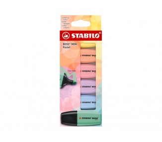 Rotulador stabilo boss fluorescente mini pastel estuche de 6 unidades colores surtidos