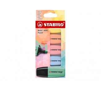 Rotulador stabilo boss fluorescente mini pastel estuche de 5 unidades colores surtidos