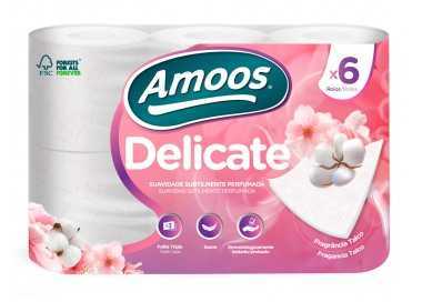 Papel higienico amoos delicate 3 capas color blanco paquete de 6 rollos 20 m