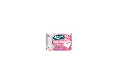 Papel higienico amoos delicate 3 capas color blanco paquete de 6 rollos 20 m