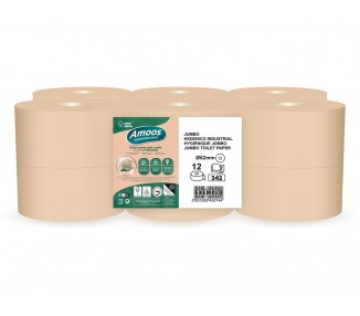 Papel higienico amoos naturally jumbo professional 2 capas pasta cruda paquete de 6 rollos 120 m