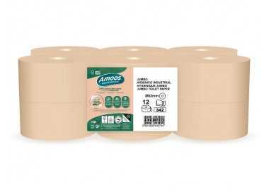 Papel higienico amoos naturally jumbo professional 2 capas pasta cruda paquete de 6 rollos 120 m