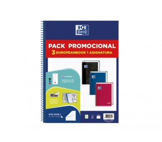 Cuaderno espiral oxford ebook 1 school tapa extradura din a4+ 80h cuadro 5 mm pack de 3 unidades colores surtidos