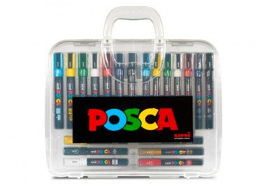 Rotulador uni posca marcador de pintura punta conica maletin pvc de 20 unidades colores surtidos