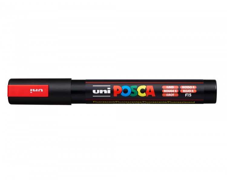 Rotulador uni posca pc-5m marcador de pintura punta conica 1,8-2,5 mm rojo fluorescente