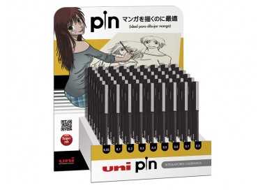 Expositor rotulador uniball pin calibrado micrometrico color negro expositor de 54 unidades surtidas
