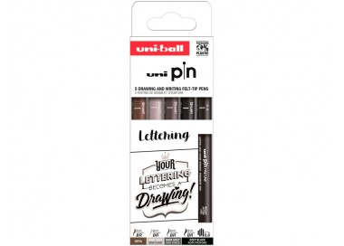 Rotulador uniball pin lettering blister de 5 unidades colores surtidos