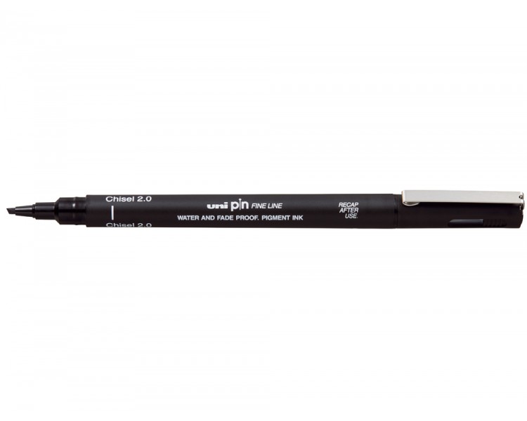 Rotulador uniball pin calibrado punta biselada 2 mm color negro