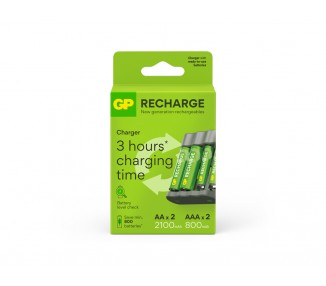 Cargador de pilas recargables gp usb aa /aaa + 2x aa 2100 mah + 2x aaa 800 mah