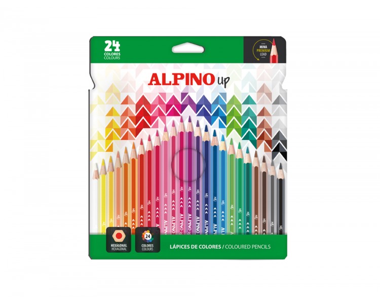 Lapices de colores alpino up mina premium caja de 24 unidades colores surtidos