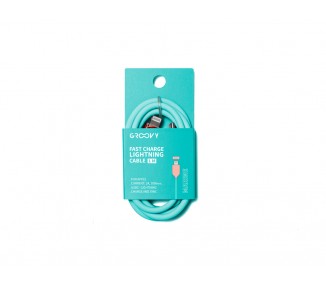 Cable groovy tipo c a apple lightning carga rapida longitud 1 mt color azul turquesa