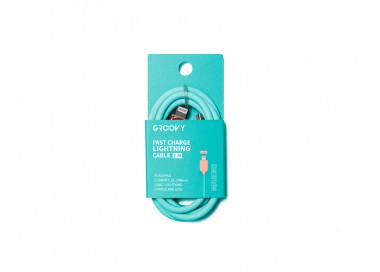 Cable groovy tipo c a apple lightning carga rapida longitud 1 mt color azul turquesa