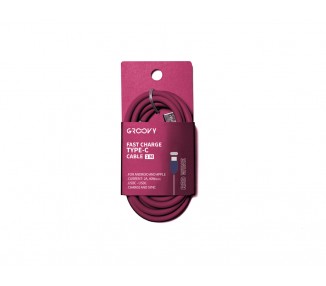 Cable groovy tipo c a tipo c carga rapida longitud 1 mt color rojo