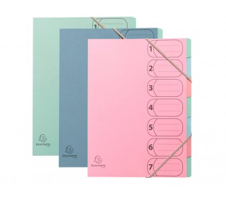 Carpeta clasificadora exacompta autentik 7 departamentos din a4+ carton reciclado colores surtidos