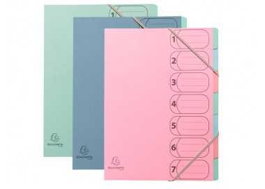 Carpeta clasificadora exacompta autentik 7 departamentos din a4+ carton reciclado colores surtidos