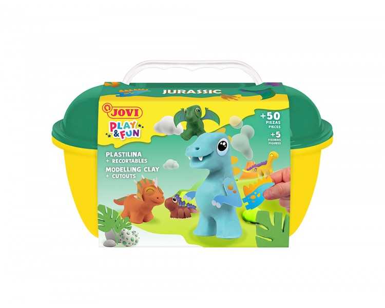 Juego jovi play&fun plastilina cofre jurassic