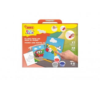 Juego jovi play&fun pinta con arena de colores vehiculos
