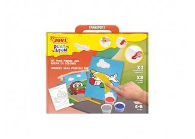 Juego jovi play&fun pinta con arena de colores vehiculos