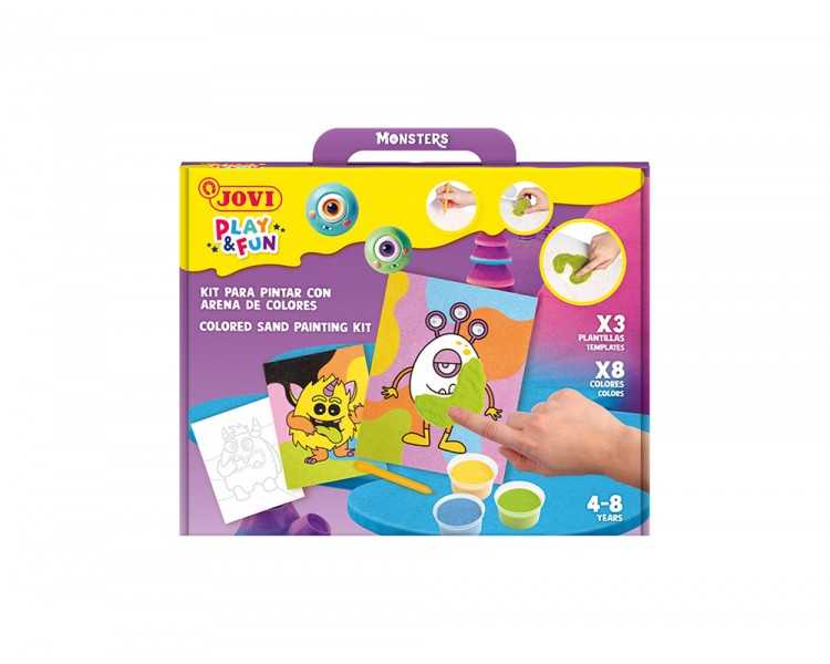 Juego jovi play&fun pinta con arena de colores monstruos divertidos