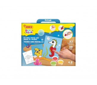 Juego jovi play&fun pinta con arena de colores animales marinos
