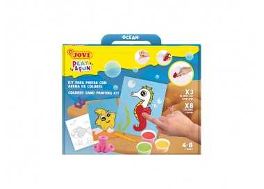 Juego jovi play&fun pinta con arena de colores animales marinos
