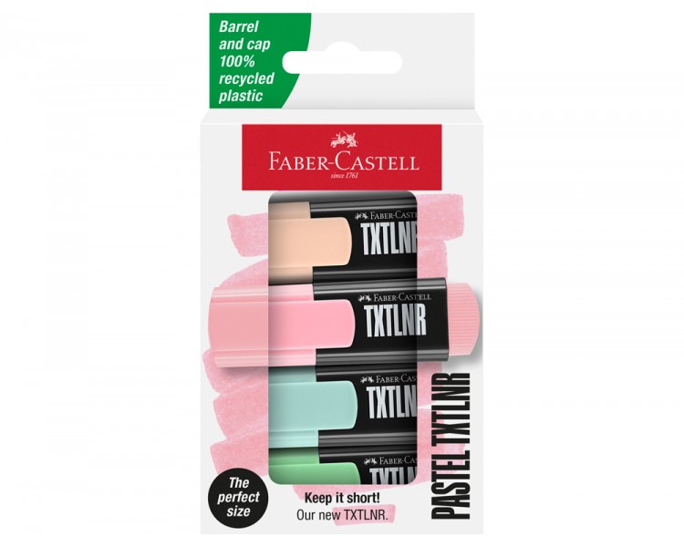 Rotulador faber castell neon txtlnr fluorescente pastel blister de 4 unidades colores surtidos
