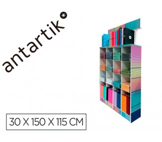 Cuaderno y carpeta antartik expositor de suelo carton con 169 unidades 30x150x115 cm